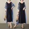 Cotton Linen Plus Size Vintage Printed Dresses Autumn Clothing Women Casual Loose Long Summer Dress