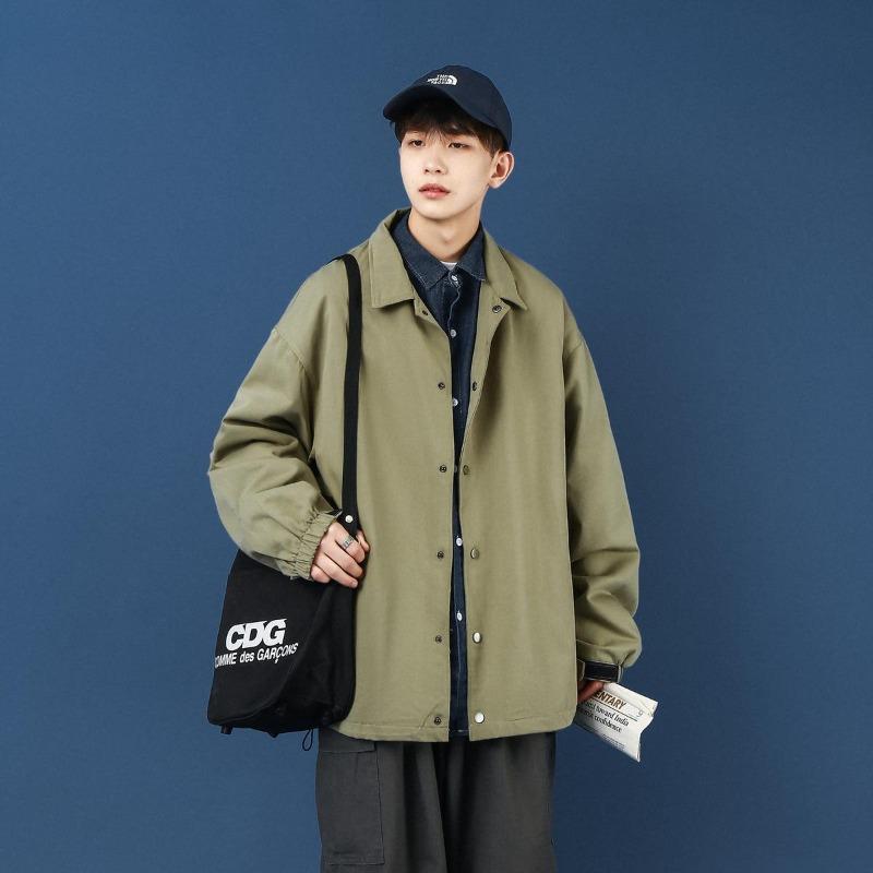 Coach Jacket Men's Spring Casual Versatile Autumn Clothing Solid Color Coat Fat Large Size Baseball Jersey Korean Version Top Men