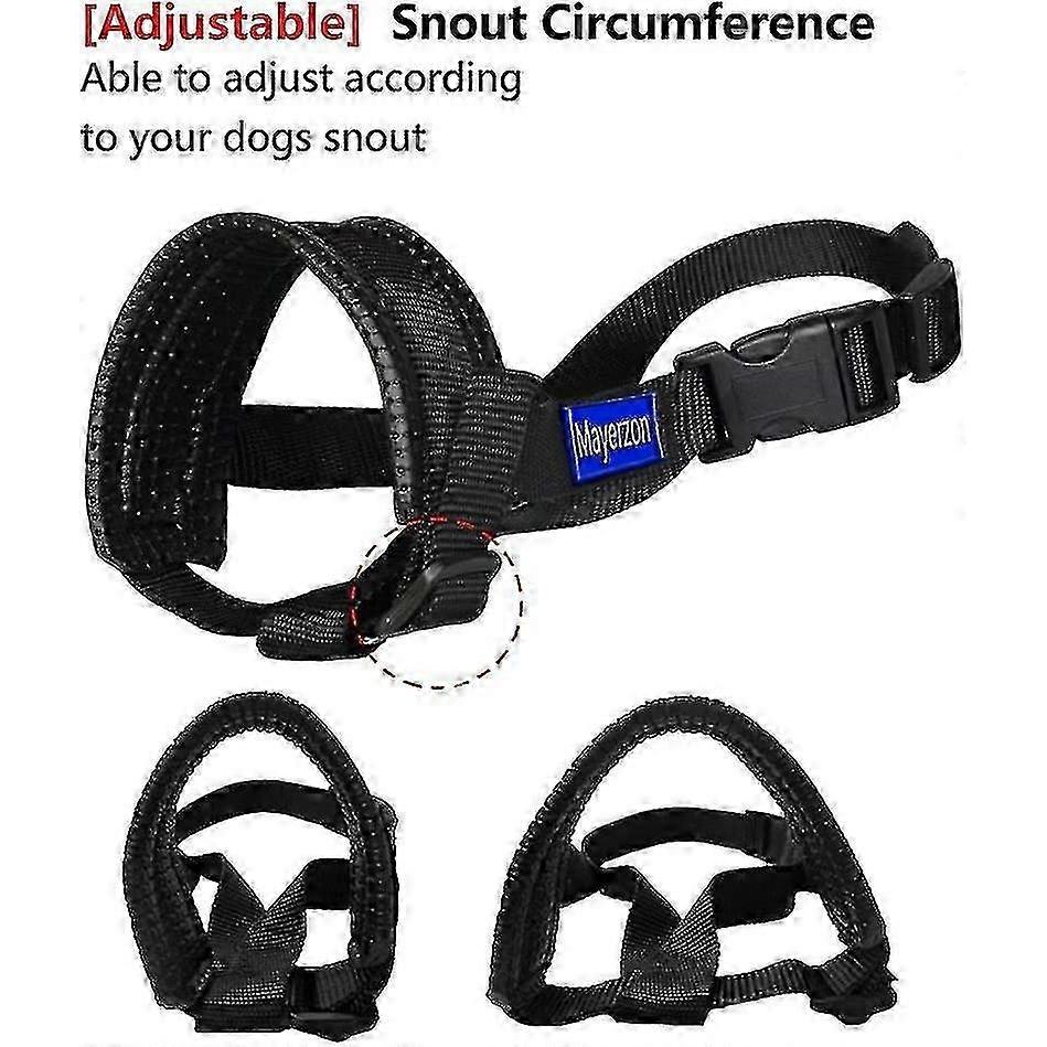 Adjustable Nylon Dog Muzzle with Anti-Bite Anti-Bark and Anti-Chew Features in XL Black 2025