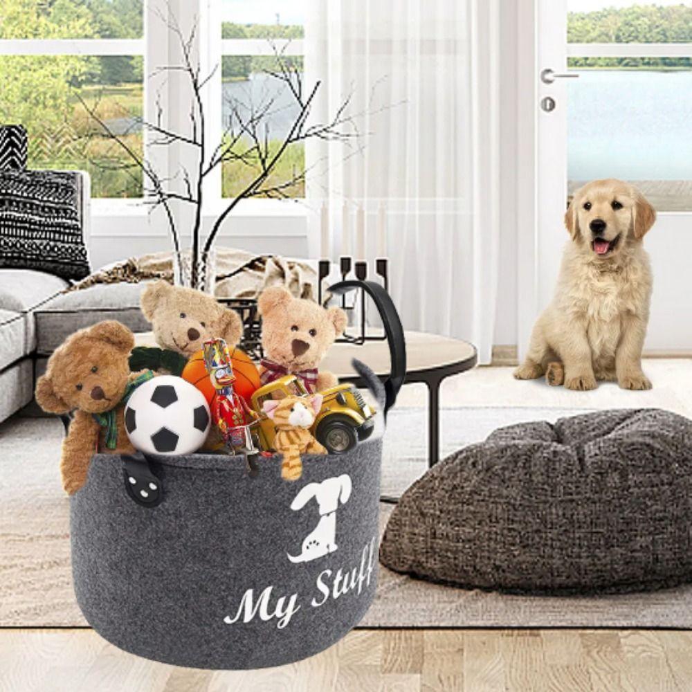 Large Capacity Pet Toy Storage Basket Foldable Dog Sundries Baskets Dog Toy Organizer  Storing Toys