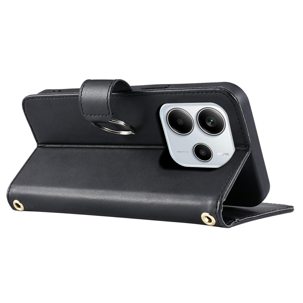 Для Xiaomi Redmi Note 14 4G (163,25 мм) Кожаный чехол-кроссбоди с кольцом-пряжкой, кошелек-подставка, ромбовидная мобильная накладка