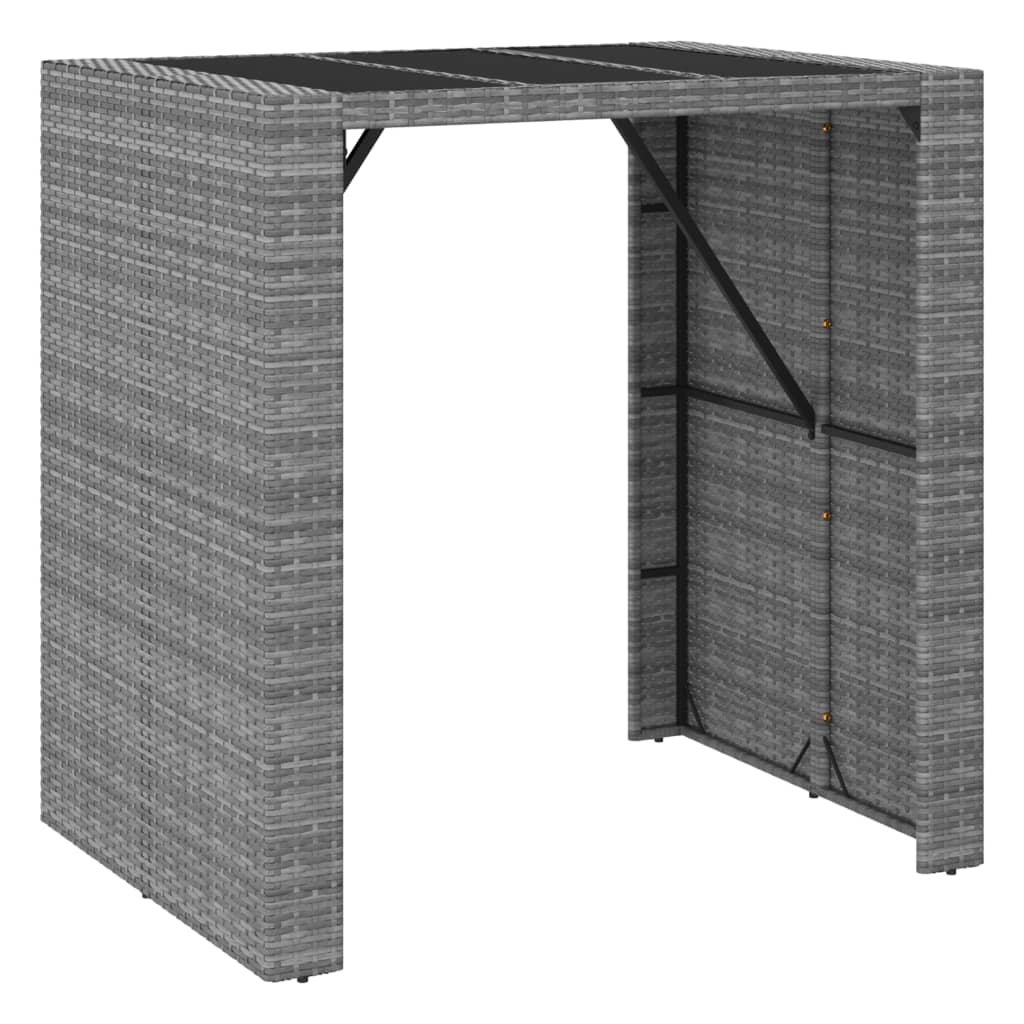 5 Piece Garden Bar Set with Cushions Gray Poly Rattan