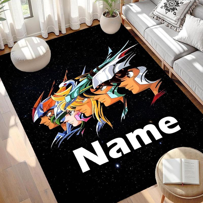 Custom Name Personalized Saint Seiya Print Carpet, Versatile Home Decor Rug, for Playroom, Apartment, Balcony, Entryway, Hallway Gift