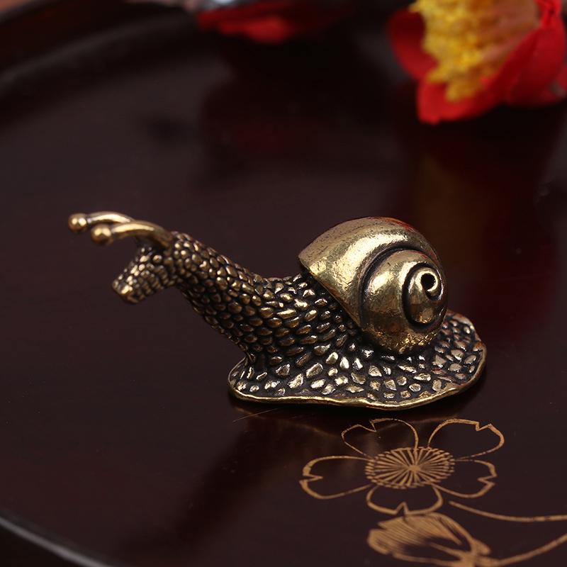Ретро Чистая Медь Мини Улитка Украшение Чайный Питомец Улитка Украшение Антикварная Латунь Животное Миниатюрная Фигурка Настольные Изделия