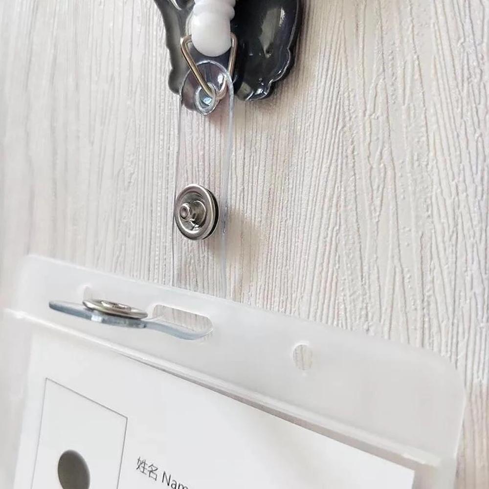 Students Badge Holder Clip Retractable Badge Holder Name Card Holder Cartoon Cat Paw ID Card Holder