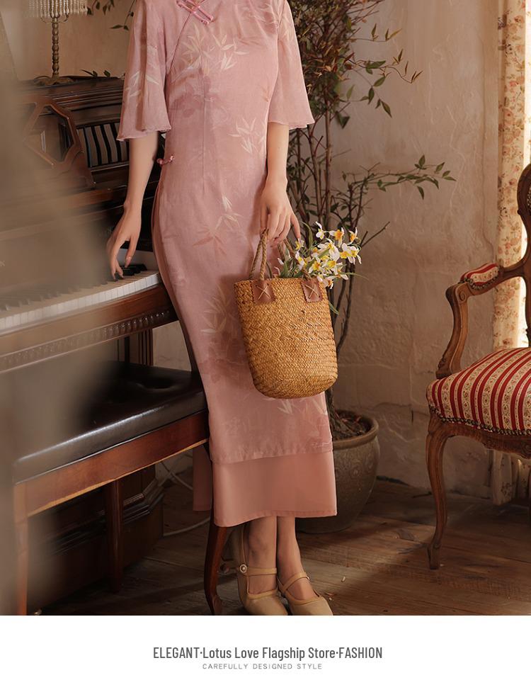 Орхидеево-зеленое летнее ципао 2025: Ао Дай в китайском стиле для молодой девушки на проводы в колледж