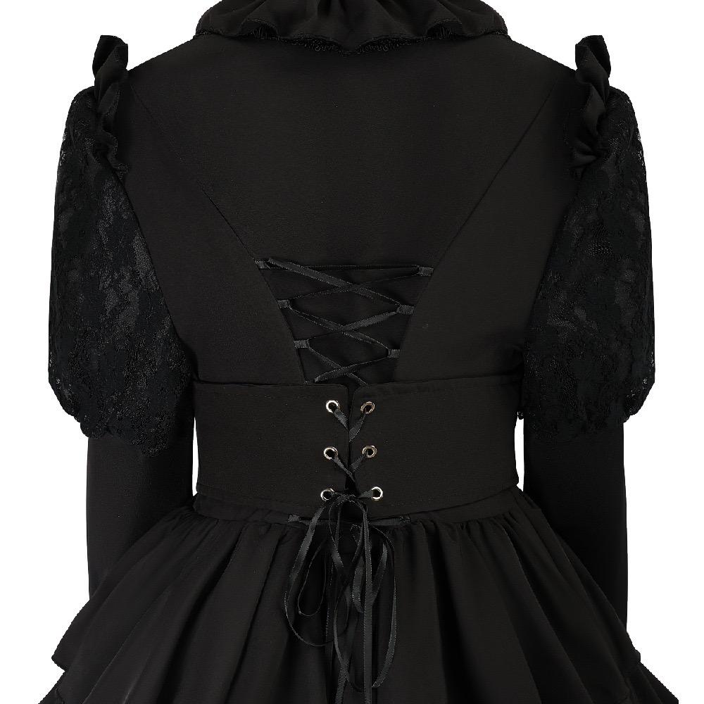 Halloween Retro Gothic Jumpsuit Party Princess Court Plus Size Women's Cosplay Costume Women's Fashion Ball Party Black Long Dress