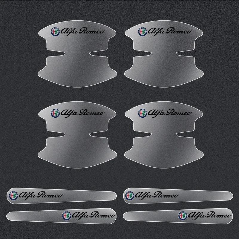 8pcs Car Styling Transparent Door Handle Wrist Sticker Protective Film For Alfa Romeo 147 159 156 Giulietta Giulia Mito Spider