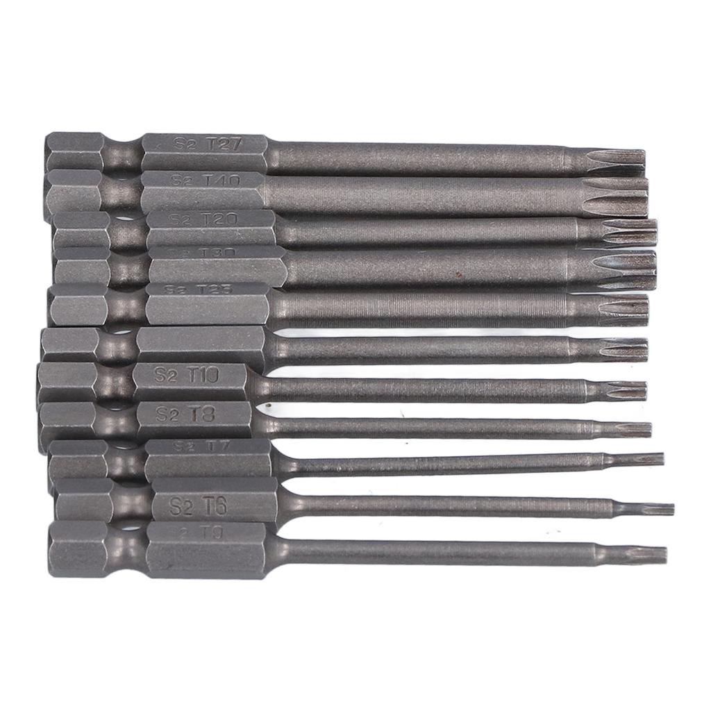 11 Piece Plum Blossom Screwdriver Bit Set 14in Hex Shank S2 Steel Magnetic 75mm Safety Bit Set