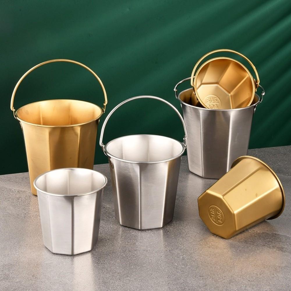 304 Stainless Steel Mini Ice Bucket Silver/Gold Cooling Barrel Champagne Bucket Household Kitchen