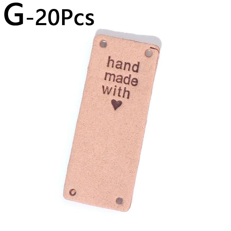 20pcs Handmade With Love For Hat Jeans Bag PU Leather Tags Colorful Sewing Accessories