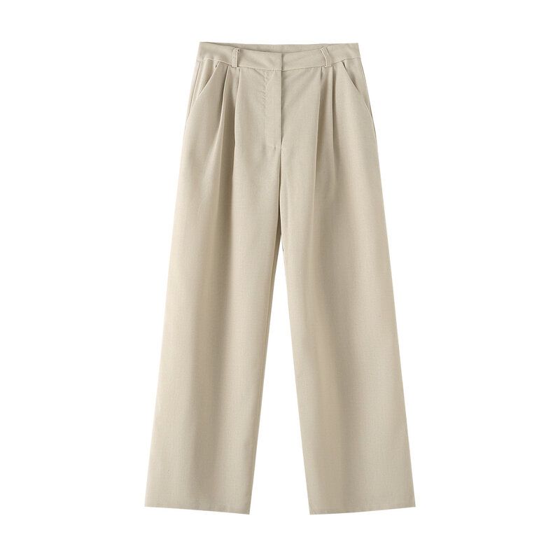 Fashion Style 2024 New Fall Women's Clothing Commuter's All-Matching Slim Looking Sleeveless Cotton Linen Vest Mid Waist Pants Suit