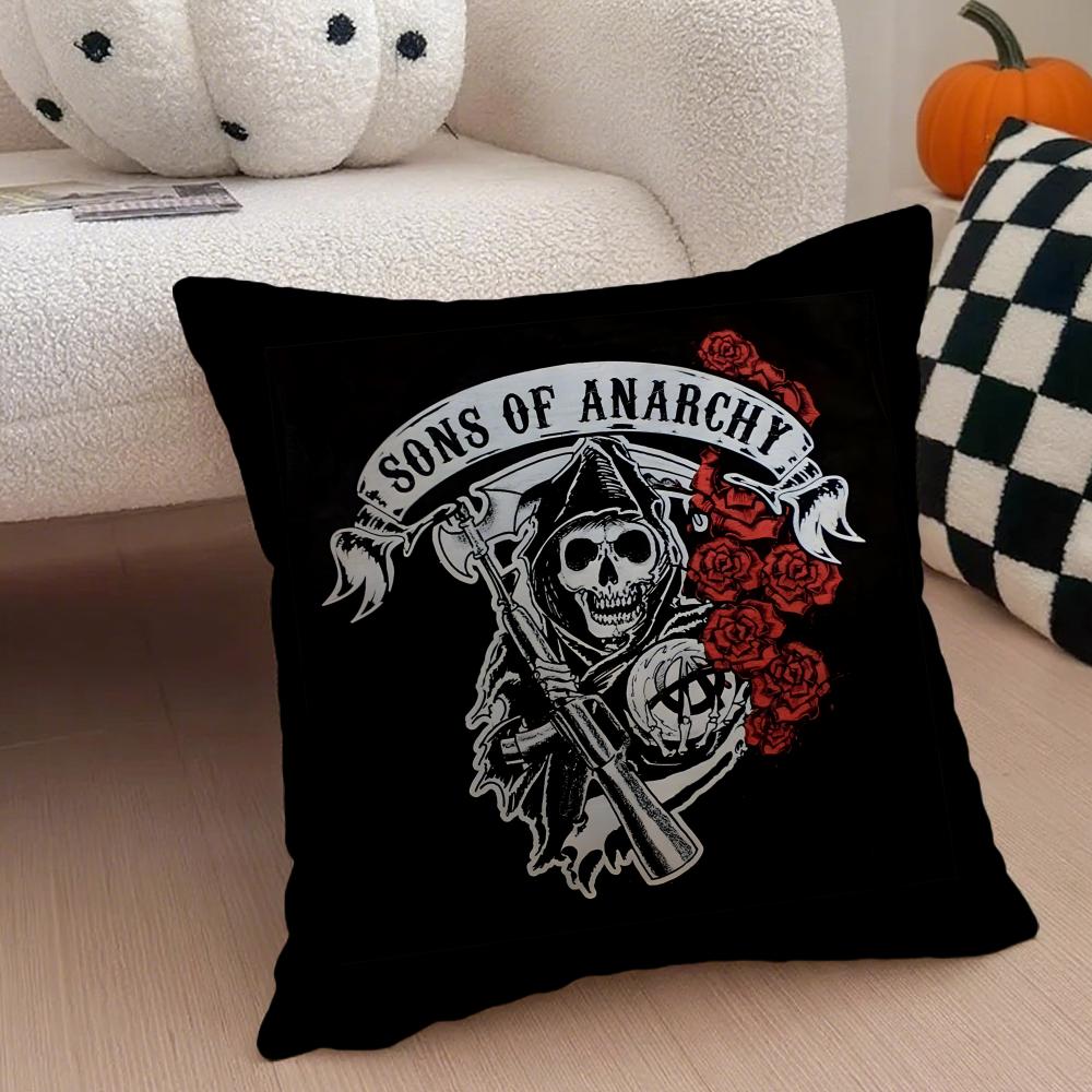 American Biker Drama SSons of Anarchy Cushion Cover Throw Pillow Cover Hidden Button Durable Polyester Chair Cushion
