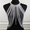 Multi Layers Long Rhinestone Tassel Chest Chain Shiny Luxury Body Chain Body Accessory