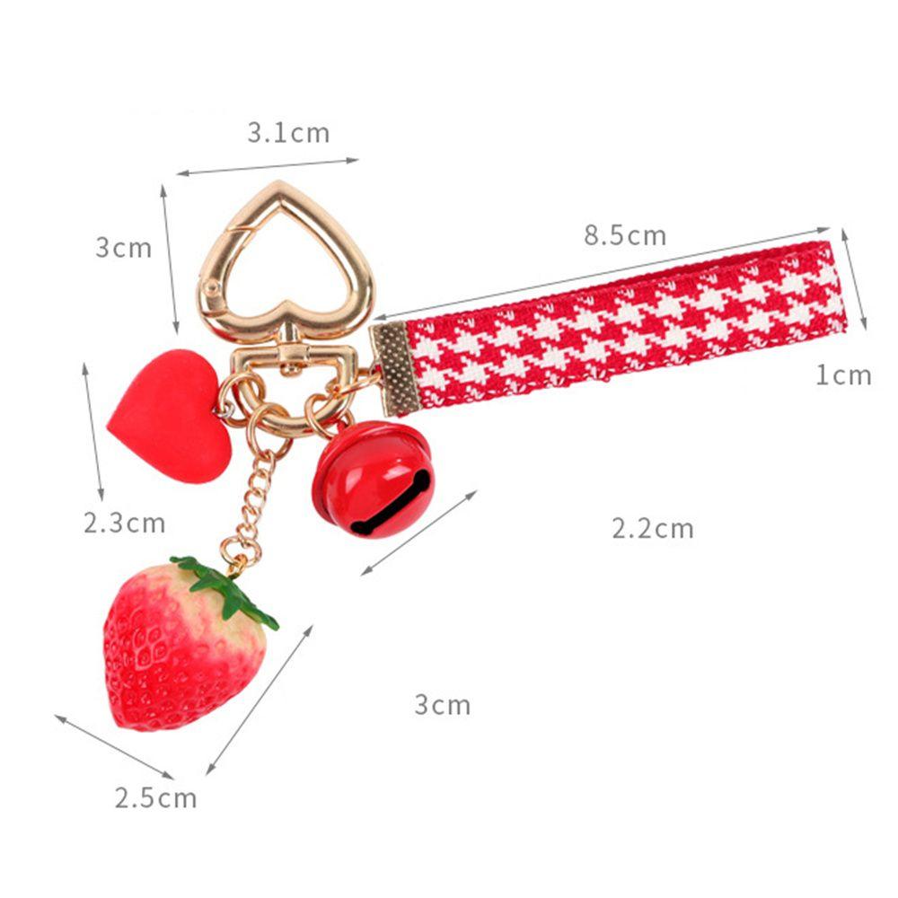 Holder Simulation Fruit Interior Accessories Keyrings Strawberry Keychain Jewelry Gift Bell KeyRing