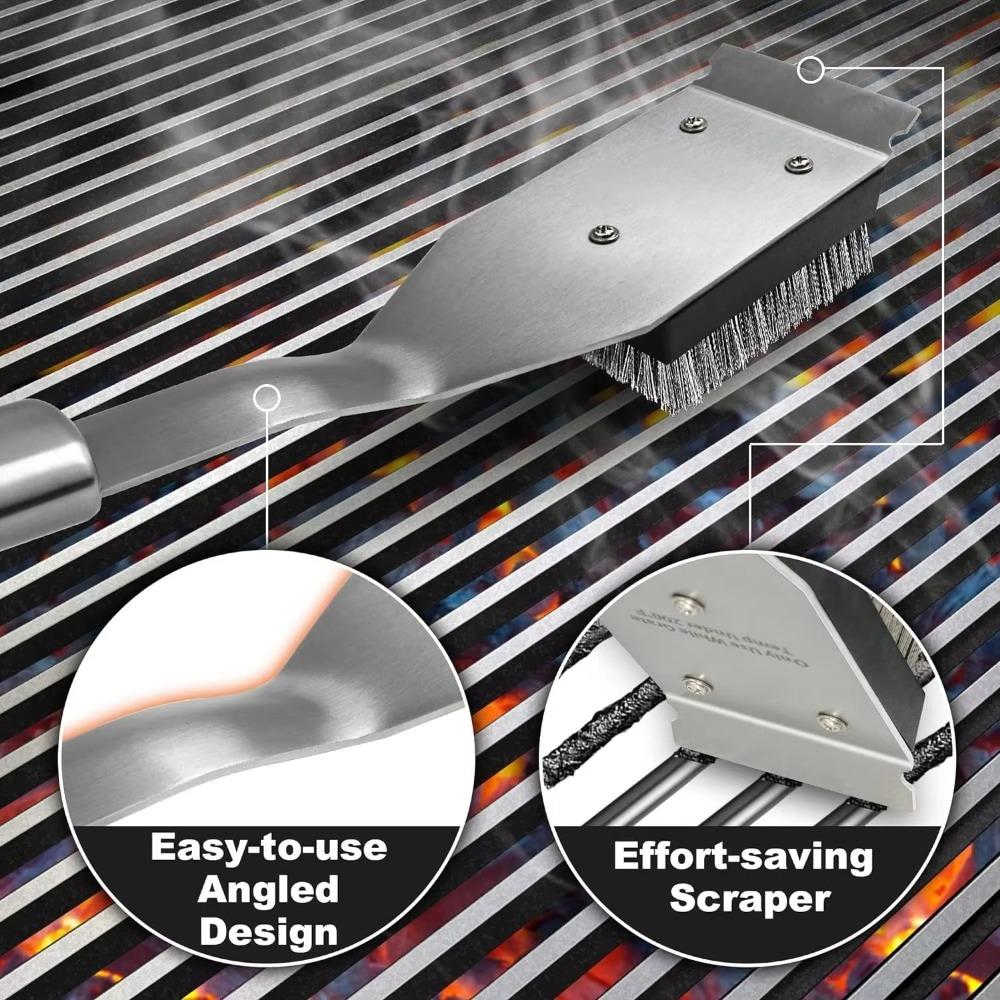 Steel Wire BBQ Grill Brush Stainless Steel Strong Cleaning Brush BBQ Accessories