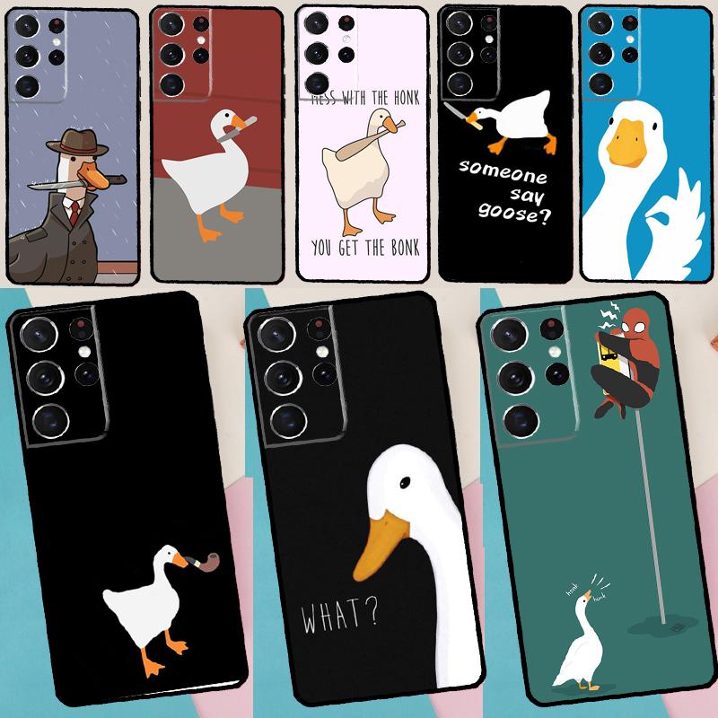Мультяшный Милый Гусь Чехол для Телефона для Samsung Galaxy S25 S24 S23 S22 S21 Ultra S9 S10 S20 Plus S24 FE Funda Чехол