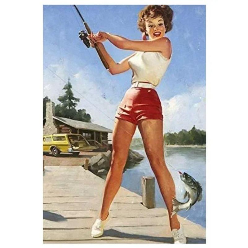 Металлическая жестяная табличка Pin-up Girl для декора гаража, мастерской 20x30 см