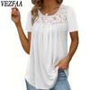 Женские модные повседневные летние весенние однотонные блузки и рубашки с короткими рукавами и U-образным вырезом с принтом