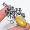 Bumble Bee Jasper, Citrine Handmade 925 Sterling Silver Pendant 2.92" c8D60