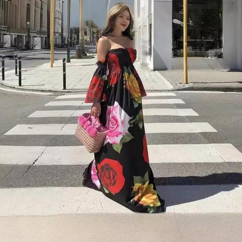 Женское платье без бретелек с принтом на одно плечо