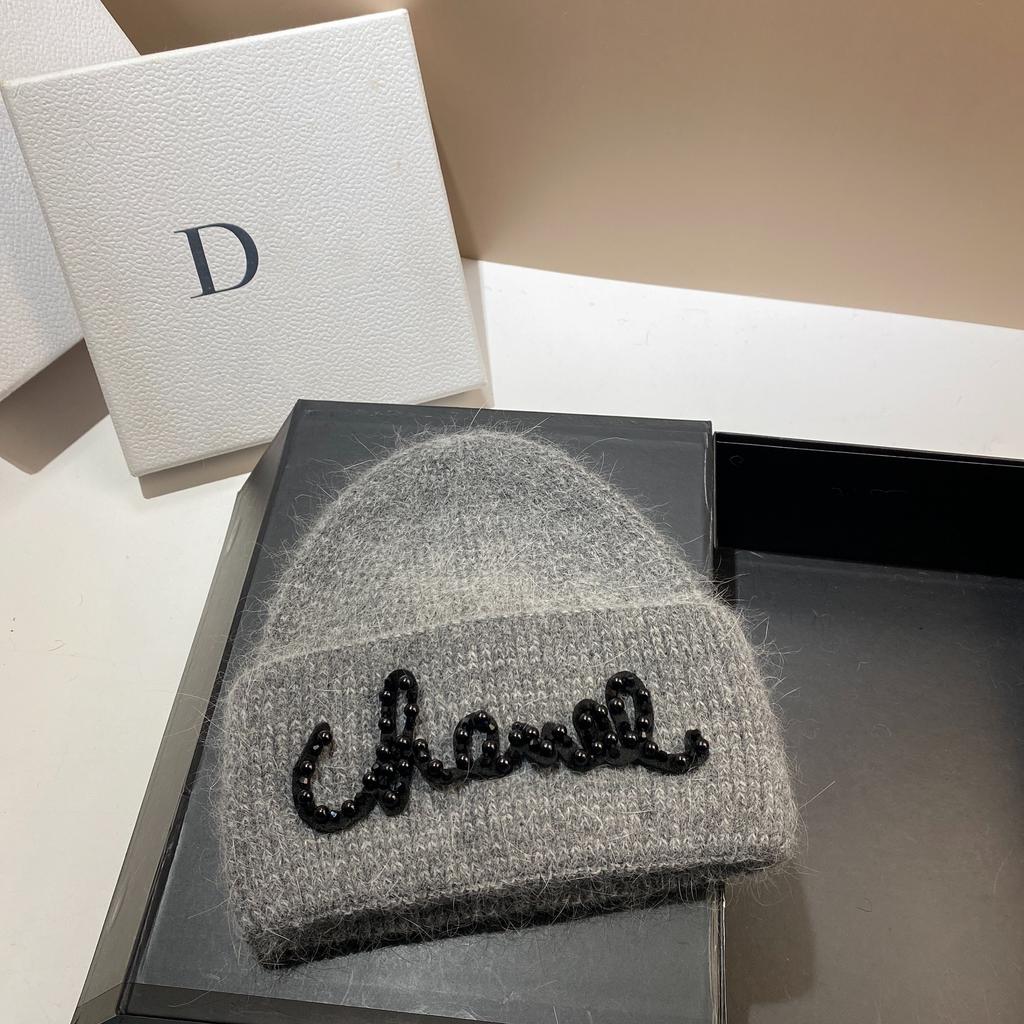 Жемчужная Шляпа Кроличий Мех Теплая Вязаная Шапка Женская Модная Зимняя Холодная Шапка Увеличить И Удлинить Двухслойные Края Шапка