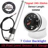 2" 52MM Universal Gas Fuel Level Gauge Analogue 7 Color LED Car Boat 240-33ohm For Stainless Steel Fuel Level Sensor Waterproof