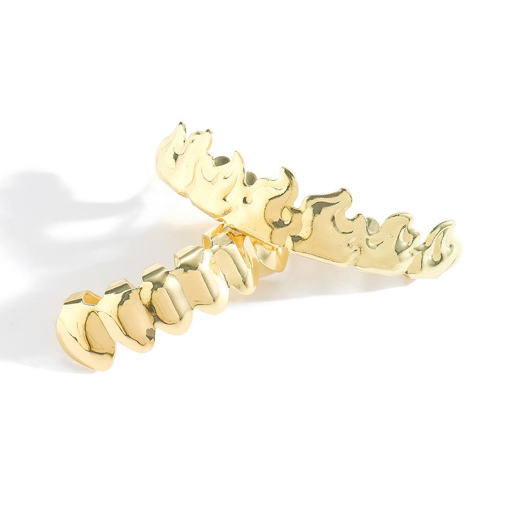G004 Fire Grillz Brass Flame Gold Tungsten Braces for Hot Sale HIPHOP Hip Hop Jewelry Personalized New Version