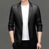 Мужской повседневный кожаный пиджак 2024 года – модная куртка на весну/осень для людей среднего возраста