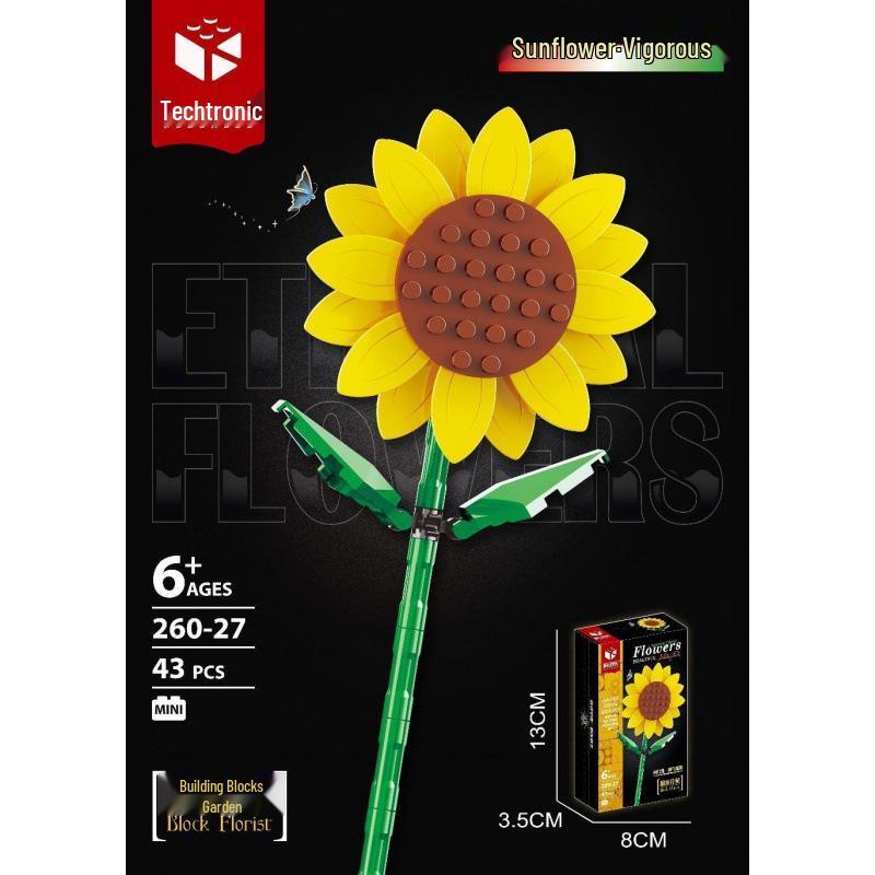 Tulip Lego-Compatible Everlasting Flower Building Blocks: Puzzle Ornament Potted Plant Toy, Valentine's Day Rose Gift.