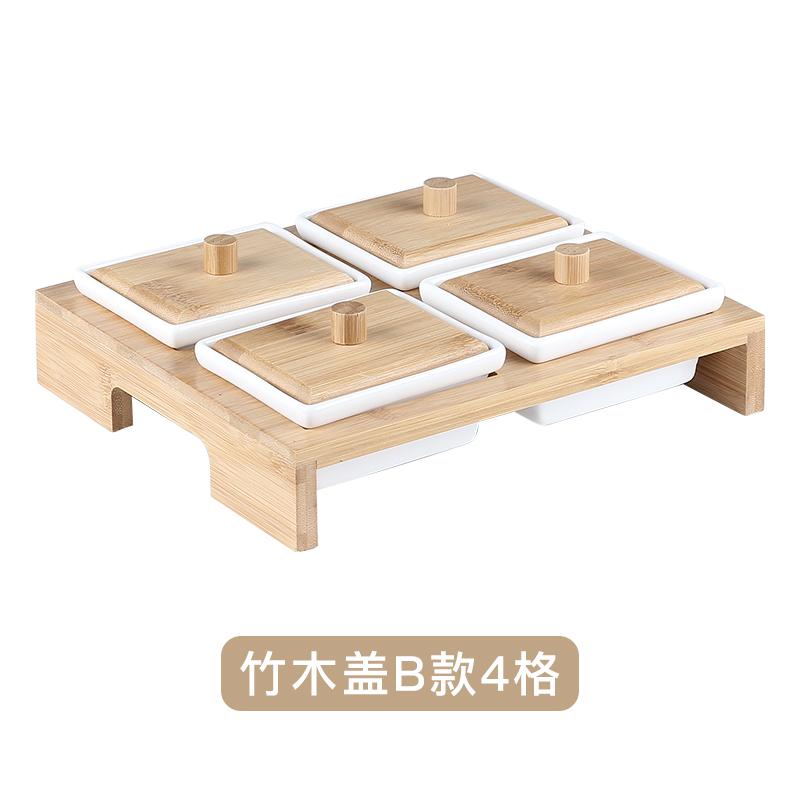 Белая керамическая тарелка для закусок Поднос для закусок Деревянная крышка Стеклянная крышка Деревянные поддоны Набор тарелок для закусок Сухофрукты Фруктовая чаша Поднос для конфет