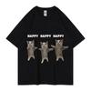Funny Cute Cat Meme Graphic TShirt Happy Dance Cat Print Short Sleeve T-shirt Women Unisex Casual Fashion Cotton T Shitrs