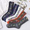 Retro Socks Women'S French Tube Socks New Ethnic Style Jacquard Stacking Socks Floral Stockings
