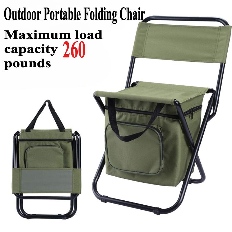 Portable Outdoor Folding Ice Pack Chair with Storage Bag with Backrest Insulation 3-in-1 Leisure Camping Fishing Chair