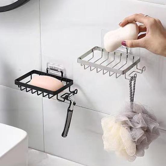 1/2 шт., настенное крепление, мыльница, боковые крючки, полый держатель из нержавеющей стали для душа, контейнер для мыла, коробка для хранения, кухонные принадлежности для ванной комнаты
