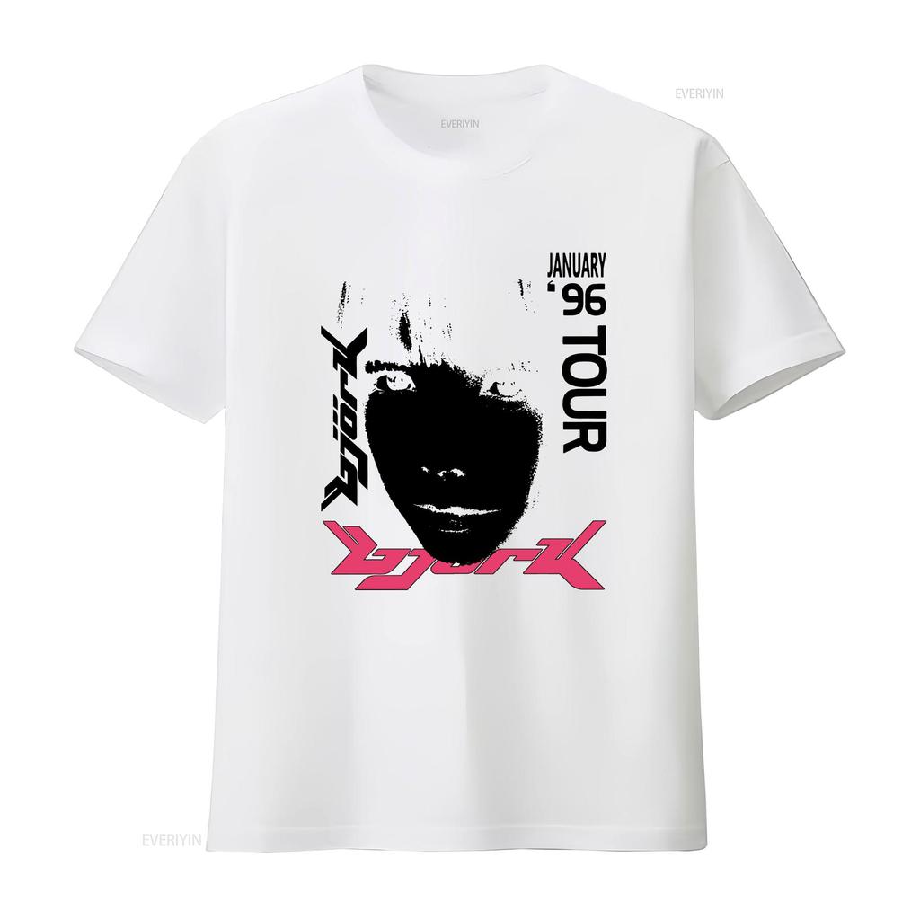 VRare KA a Bjork 1996 Японский Тур Футболка лучший аа Новый винтаж Слегка выстиранный уличный стиль Дышащая дизайнерская одежда Мягкий