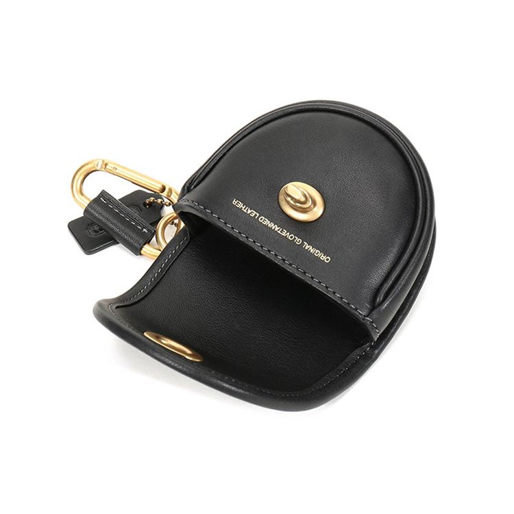 Coach Мини-сумка-седло из черной фактурной кожи с поворотным замком и золотой фурнитурой для повседневного использования