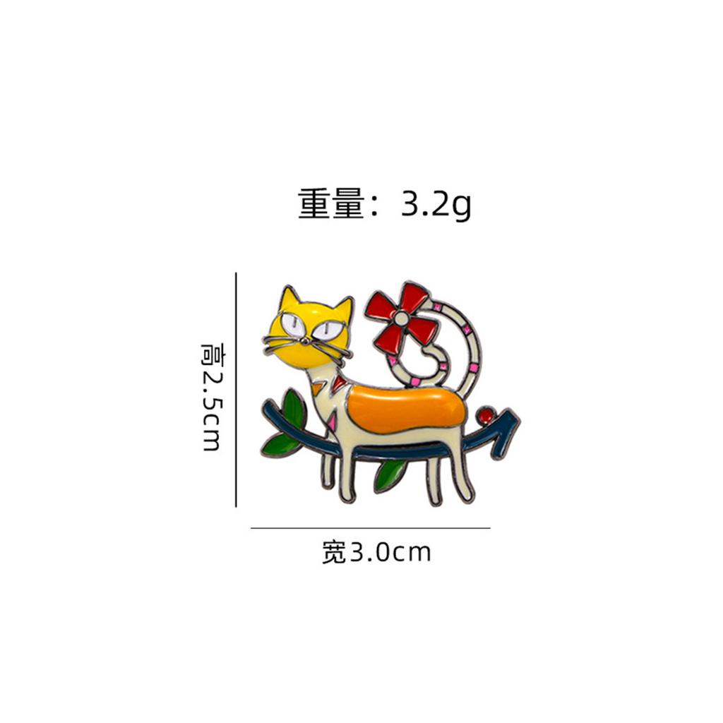 Rinhoo Riding Broom Flying Cat Brooch For Women Cartoon Cute Witch Kitten Collar Lapel Pins Funny Animal Backpack Badge Jewelry