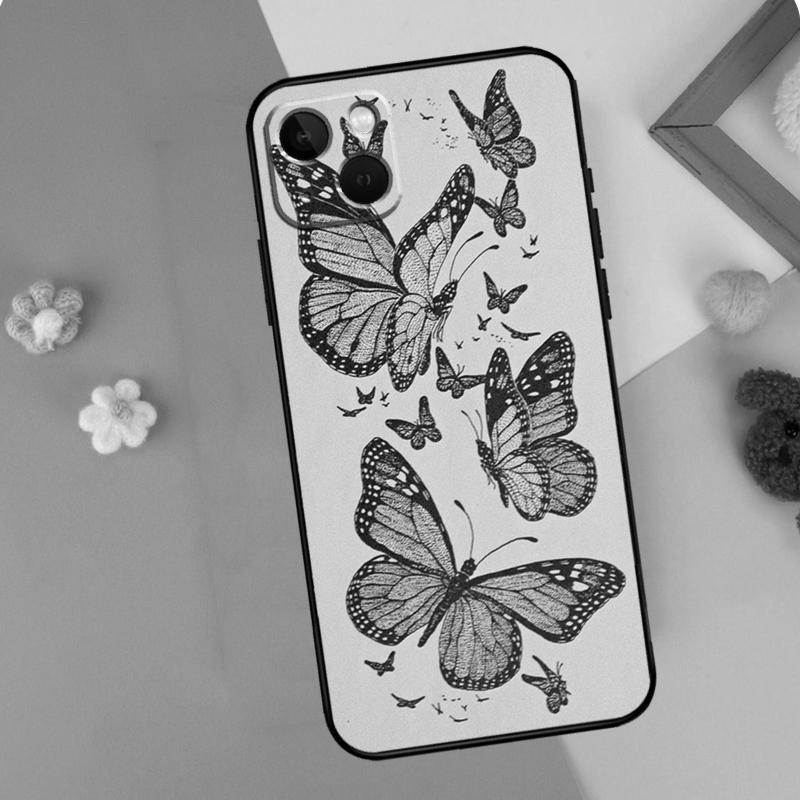 Cute Butterfly Phone Case For iPhone 16 15 13 12 11 14 Pro Max Plus Mini XR 16e Funda Silicone Back Cover