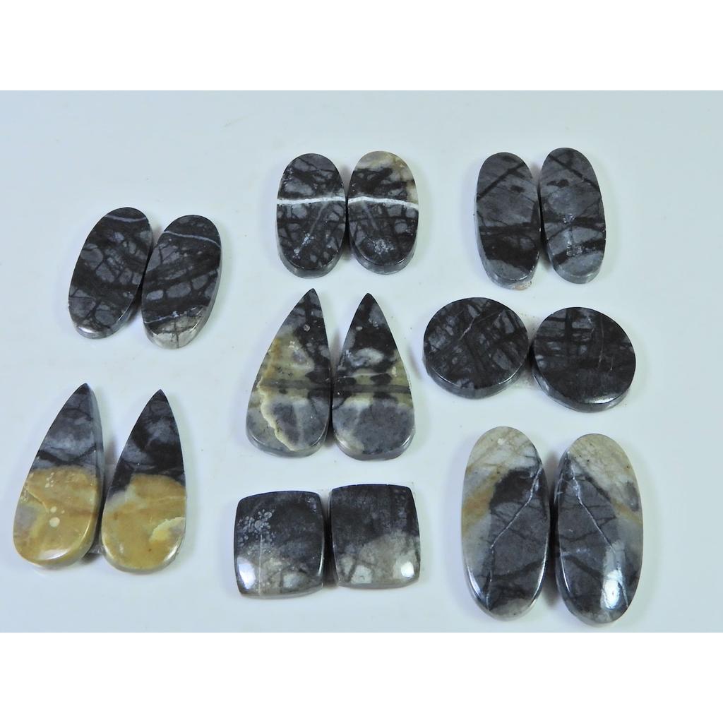 13-25 MM Natural Picasso Jasper Matched Pair Mix Cabochon Gemstone 8Pair Lot C-787