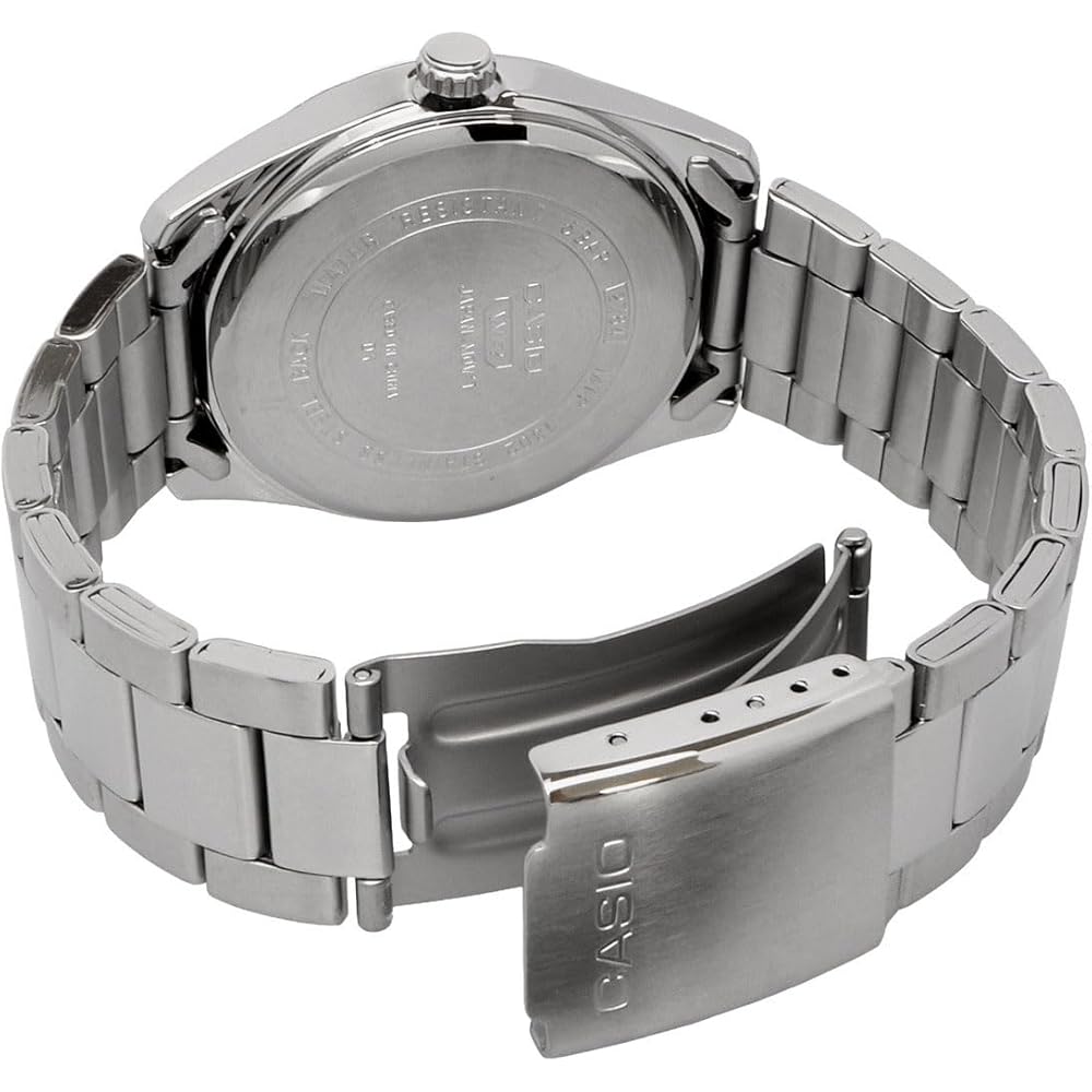 Casio MTP-1302D-1A2V Analog Quartz Men's Watch Silver Metal Band Dark Gray Dial Gold Index