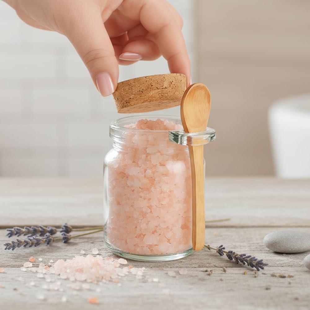 Sugar Scrub Containers, Bath Salt Jar, Spice Jars with Bamboo Spoon, Body Scrub Containers, 8oz Sugar Scrub Jars Homemade Butter