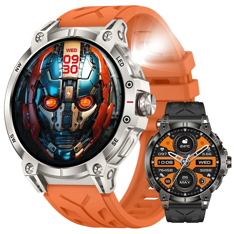 Умные часы KC89 для мужчин, для занятий спортом на открытом воздухе, светодиодный фонарик, компас, Bluetooth-звонок, голосовой ИИ, мониторинг здоровья, фитнес-трекер, смарт-часы