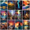 Алмазная картина «Пейзаж мечты» 5D DIY Полная круглая алмазная мозаика «Закат реки» Комплект для вышивки Домашний декор