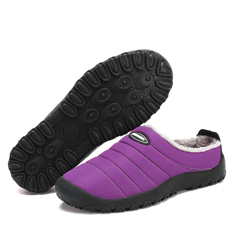 Indoor Outdoor Winter Slippers Men Waterproof Velvet Plush Room Slippers Women Fashion Warm Bedroom Slides For Cold Weather