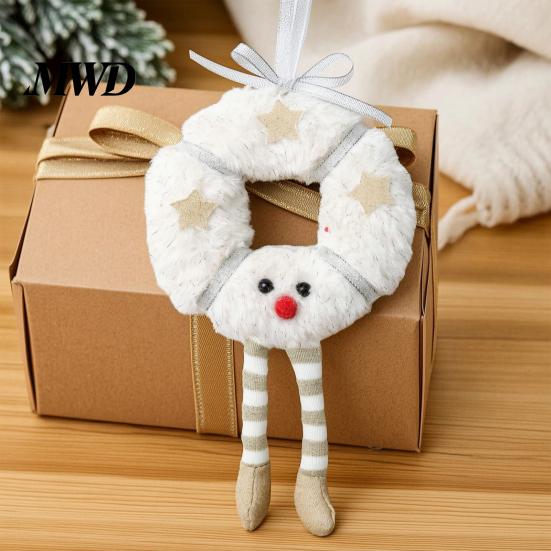 Cream Style Home Decoration Fluffy Christmas Hanging Ornaments, Small Wreath/Tree Plush Doll Pendant, Winter Xmas Decorative Pendants for Parties Tree