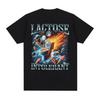 Men's and Women's Retro Casual Short Sleeve T-shirt Lactose Intolerant Funny Meme T-shirt 100% Cotton Oversized Humorous T-shirt