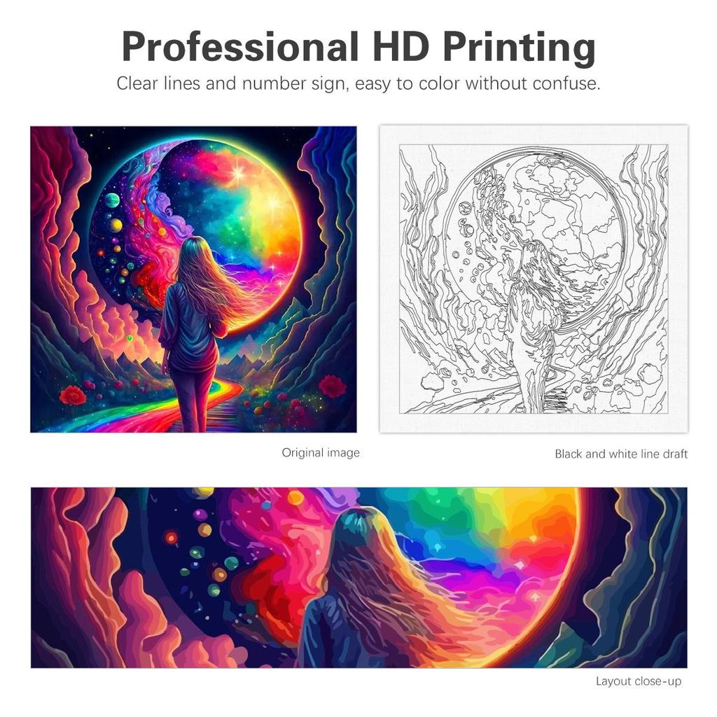Рамка для рисования по номерам для взрослых, наборы красочных картинок по номерам для девочек, поделки своими руками для домашнего декора 40x40