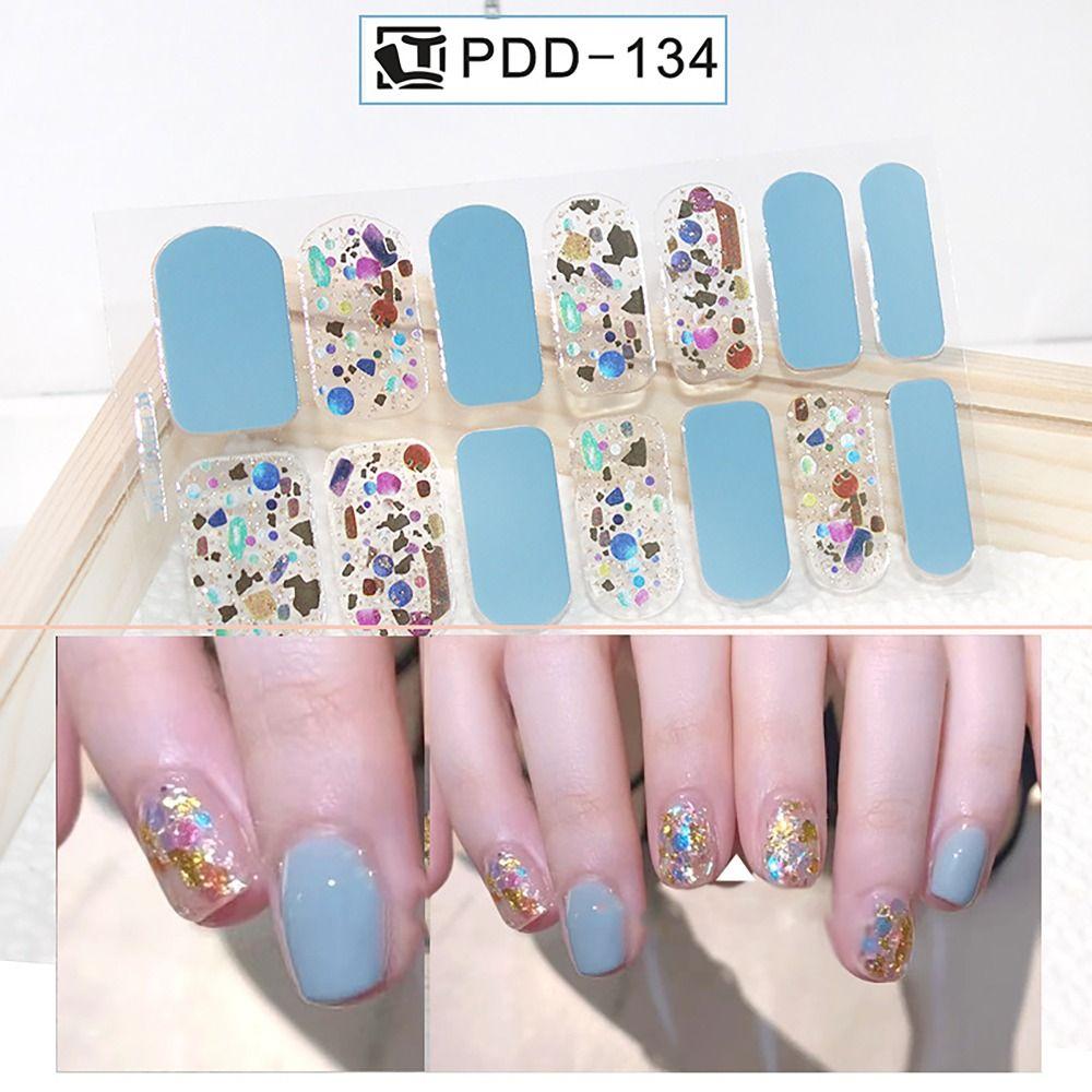 14Strips Gel Nail Stickers Floristic Gel Nail Polish Strips Nail Art Stickers  DIY Nail Art Making