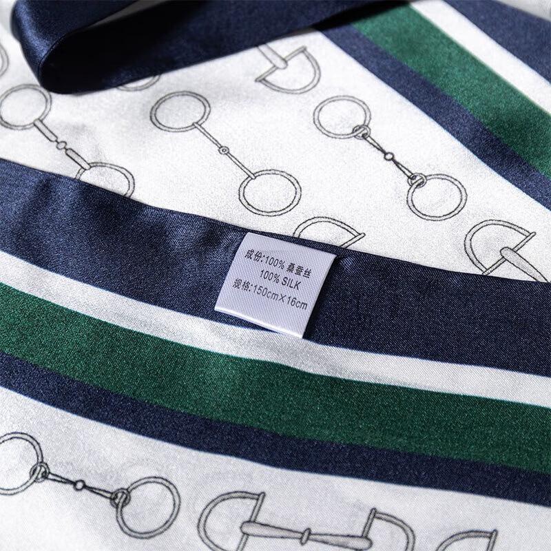 Hengyuanxiang Women's Navy Style 100% Mulberry Silk Scarf